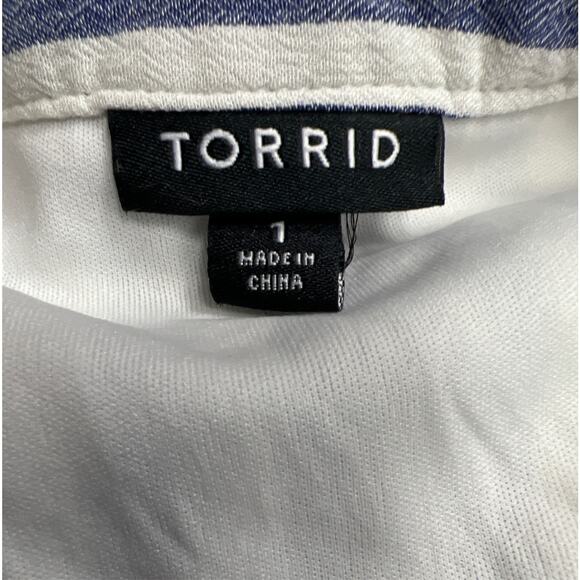 Torrid Blue & White Stripe Zip Front Drawstring Shirt Dress Size 1X - Picture 11 of 13
